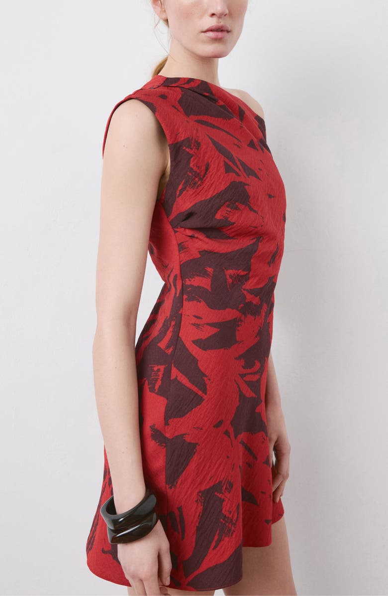 MANGO Texture One-Shoulder Minidress, Main, color, Red