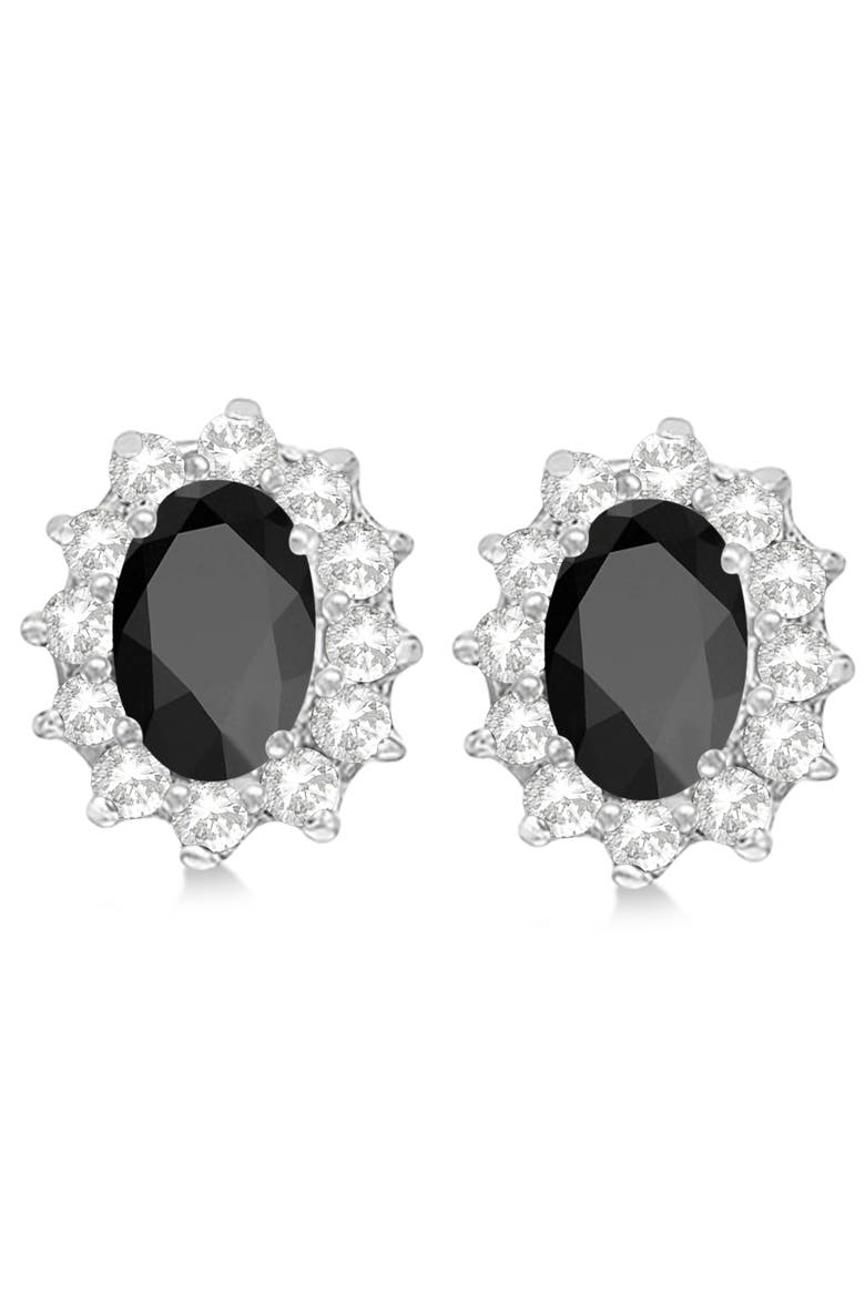 Oval Black Onyx & Diamond Accented Earrings 14k, Alternate, color, 2.05ct/White Gold