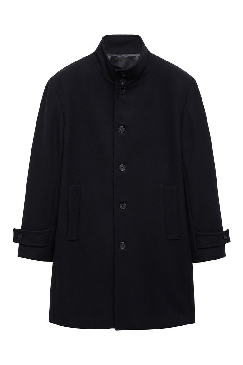 Wool Blend Funnel Neck Coat, Alternate, color, NAVY