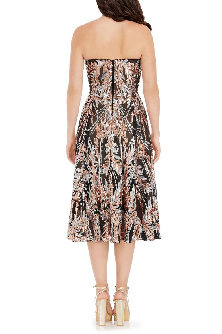 Ruby Sequin Strapless Fit & Flare Midi Dress, Alternate, color, ROSE GOLD MULTI