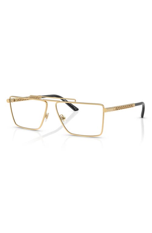 Versace 57mm Rectangular Optical Glasses In Gold