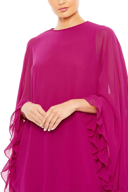 Mac Duggal Ruffle Long Sleeve Chiffon Minidress In Fuchsia