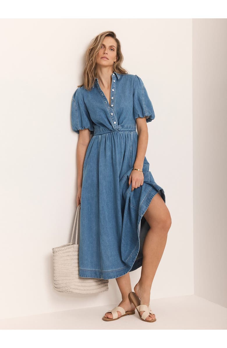 MINT VELVET Denim Twist Midi Dress, Alternate, color, Blue