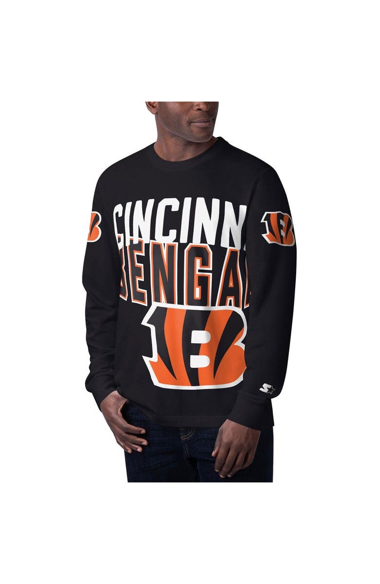STARTER Men's Starter Black Cincinnati Bengals Clutch Hit Long Sleeve T-Shirt, Main, color, Black