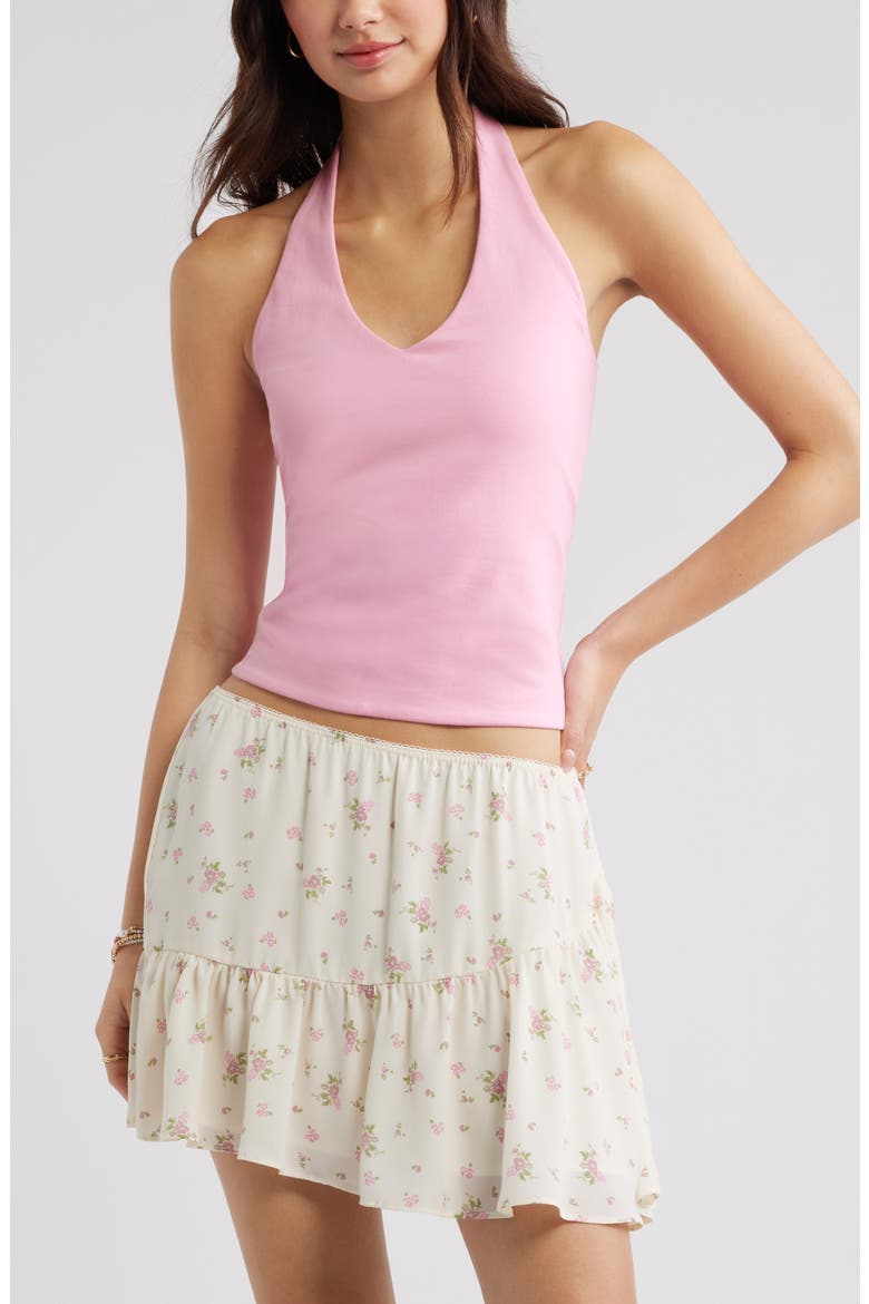 Stretch Cotton Halter Top, Main, color, PINK SWEET