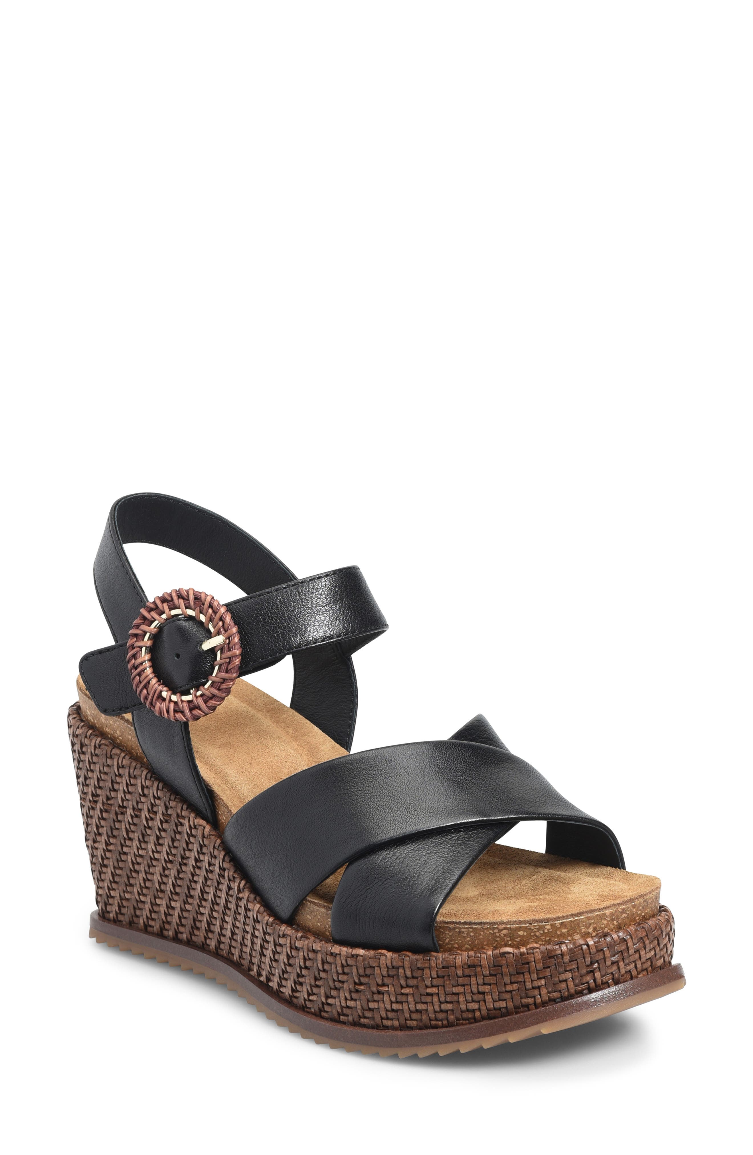 Söfft Dorathy Slingback Platform Wedge Sandal, Main, color, Black
