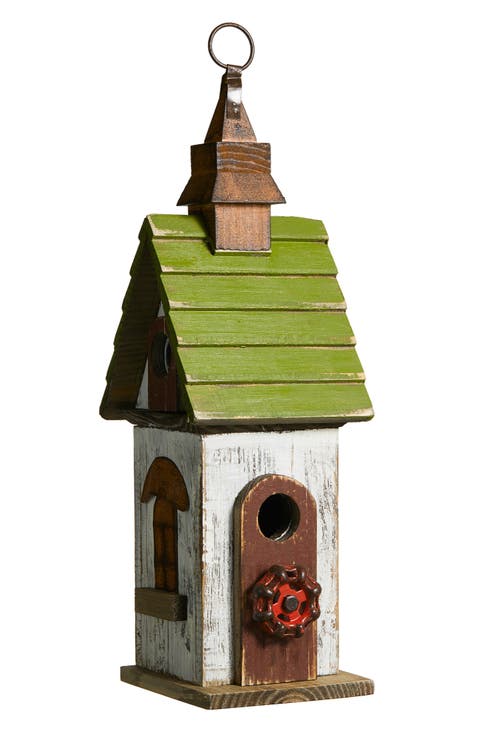 15.75"H Distressed Solid Wood Decorative Outdoor Garden Birdhouse