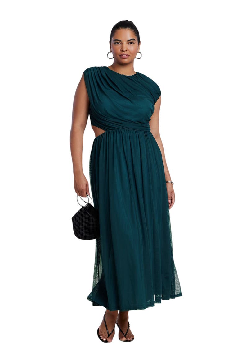 Asymmetric Draped Knit Maxi Dress, Main, color, DEEP TEAL