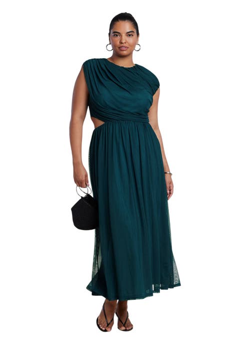 Asymmetric Draped Knit Maxi Dress