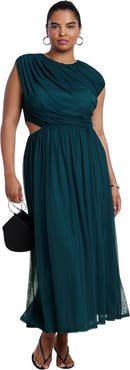 ELOQUII Asymmetric Draped Knit Maxi Dress