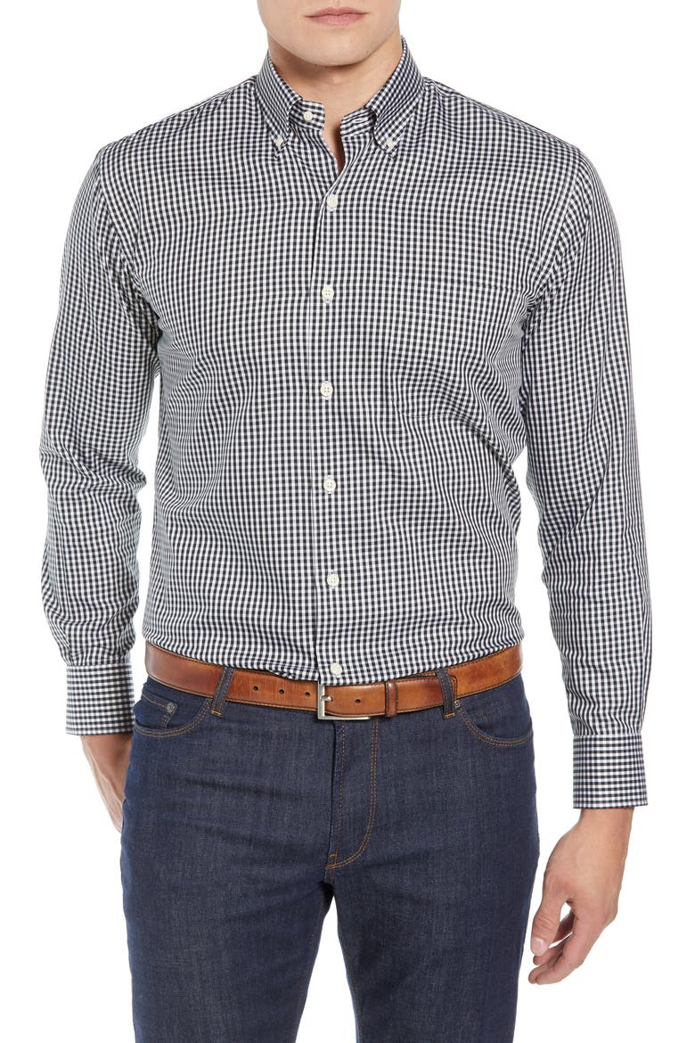 Crown Soft Gingham Regular Fit Shirt, Main, color, BLACK