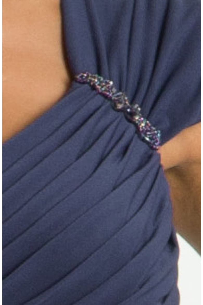 Crisscross Bodice Jersey Gown, Alternate, color, CARBON