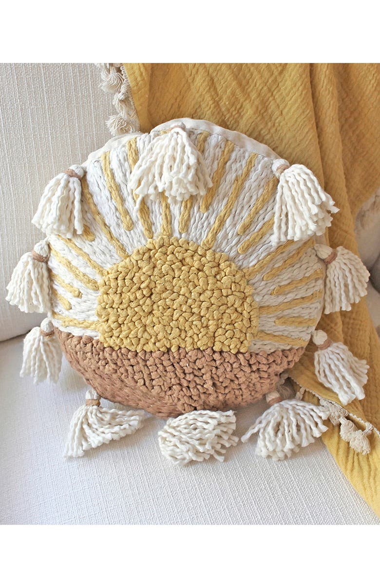 CRANE BABY Round Decor Accent Pillow, Alternate, color, Yellow