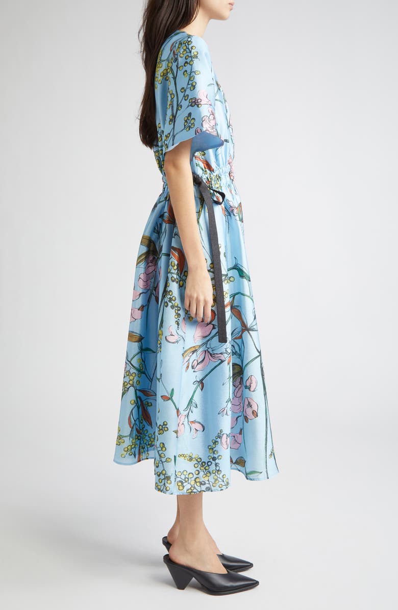 Stine Goya Floral Print Side Tie Satin Midi Dress, Alternate, color,