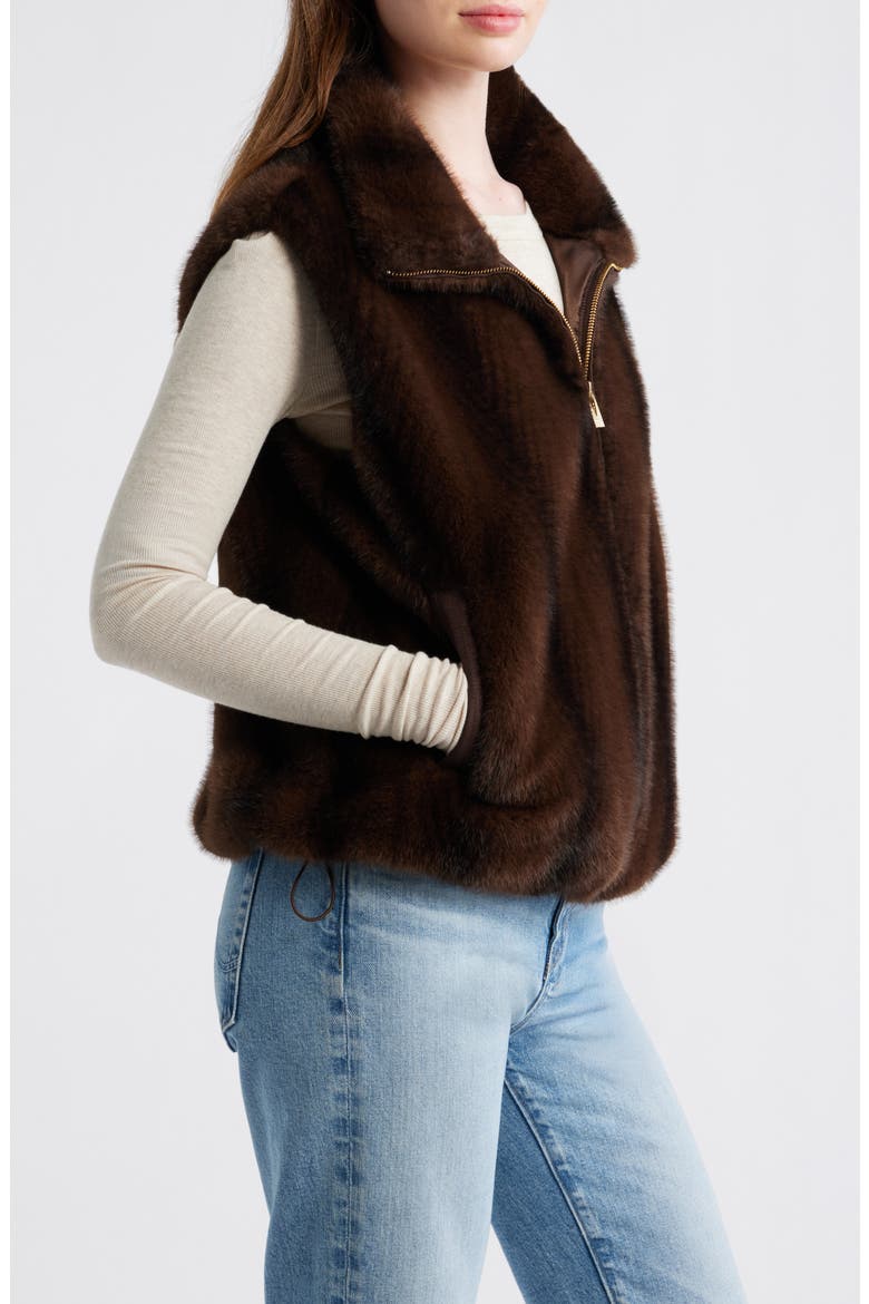 Faux Fur Vest, Alternate, color, CHOCOLATE