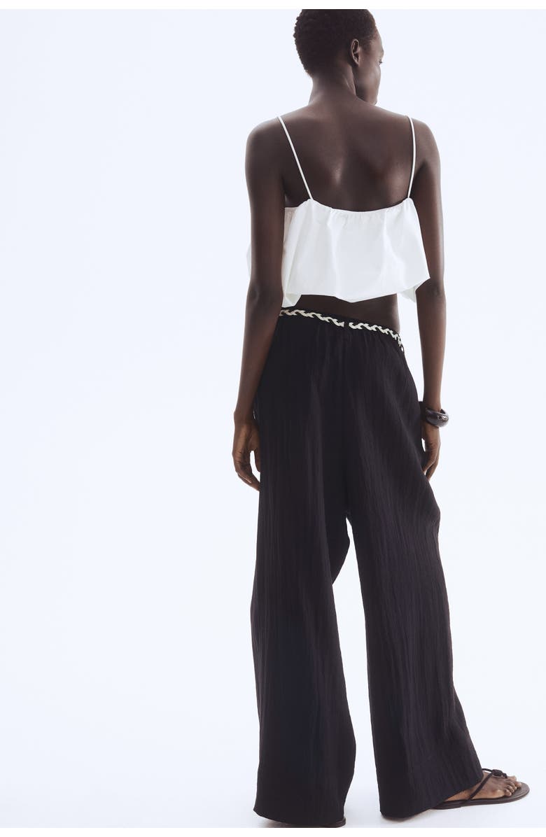 H&M Macramé-belt Trousers, Alternate, color, Black