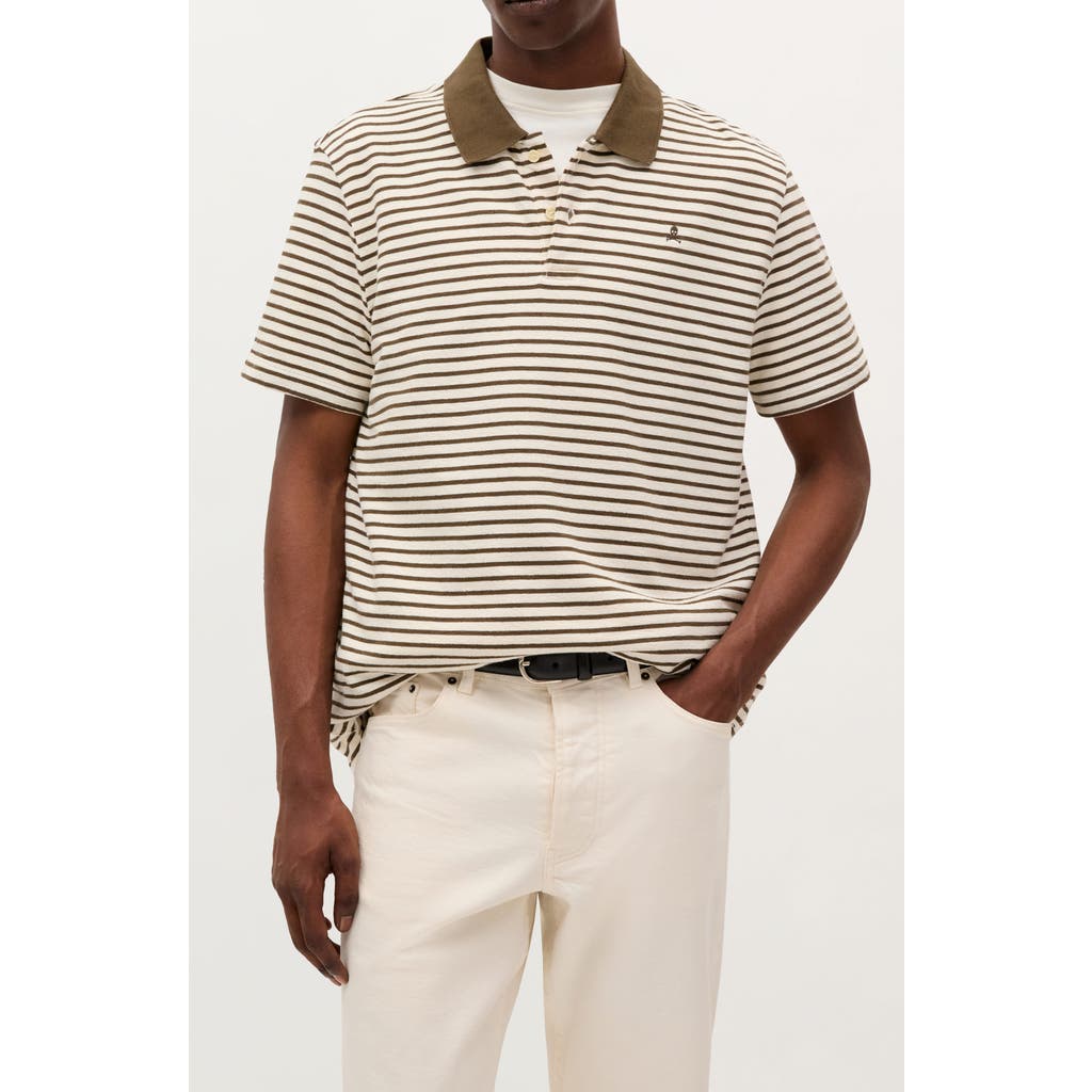 Scalpers Summer Stripes Polo In Brown