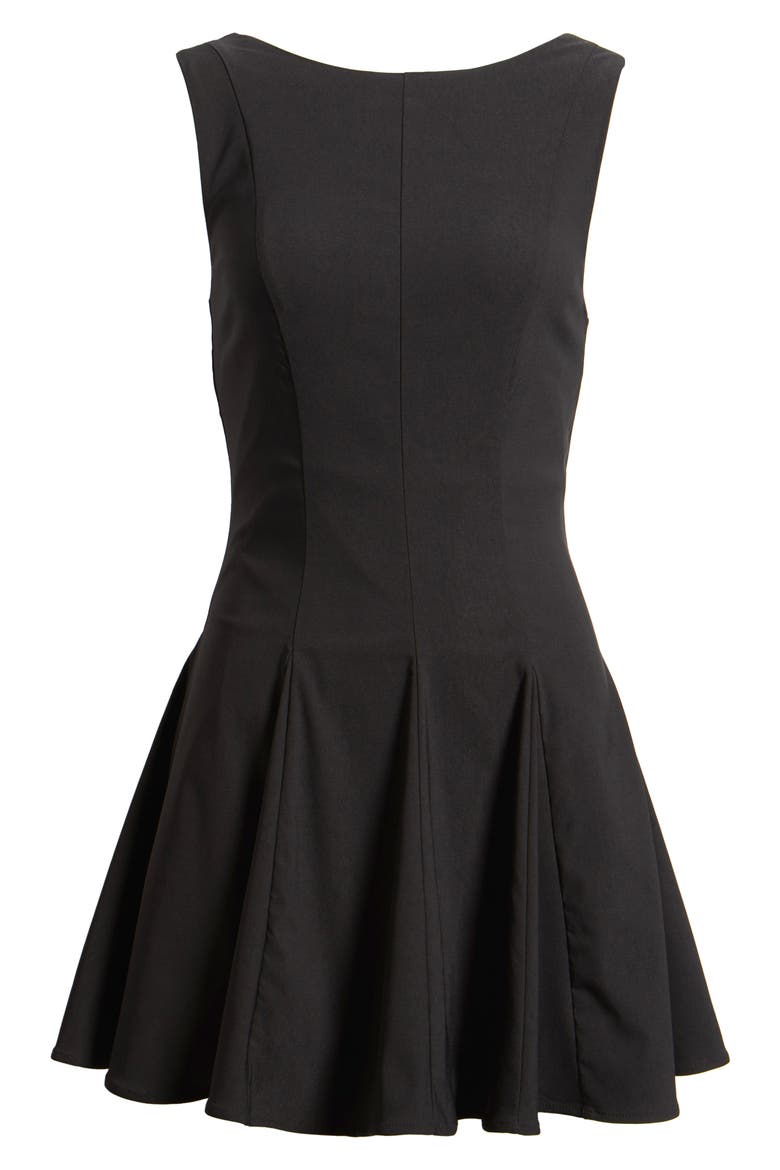 Bateau Neck Fit & Flare Minidress, Alternate, color, BLACK