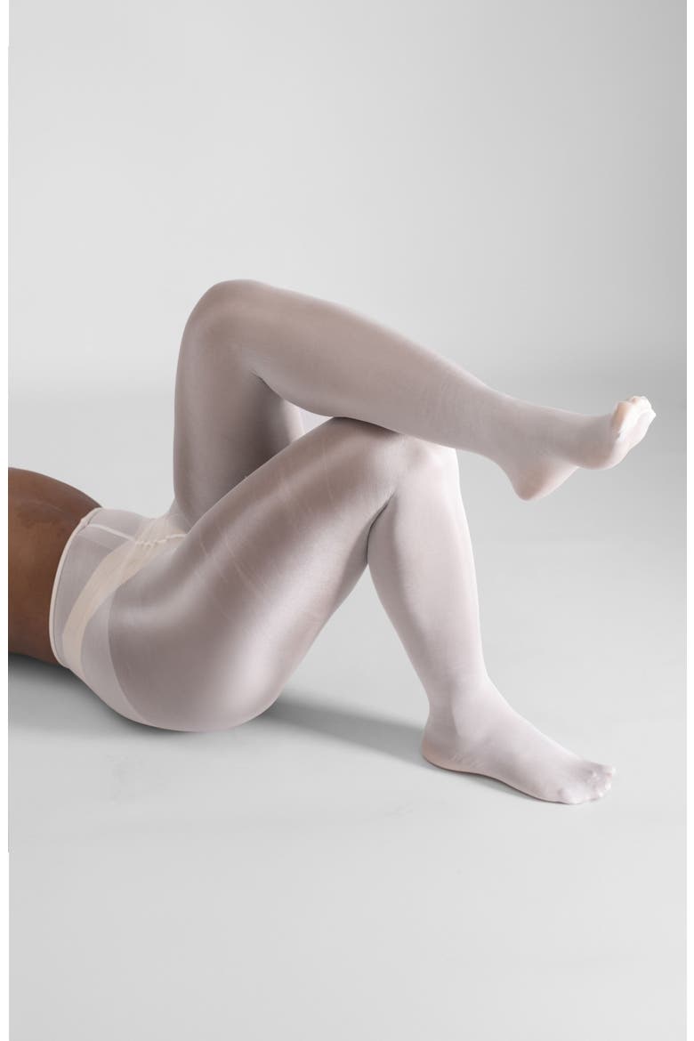 Lustrous Silky Shiny 40-Denier Semi-Opaque Tights, Alternate, color, WHITE