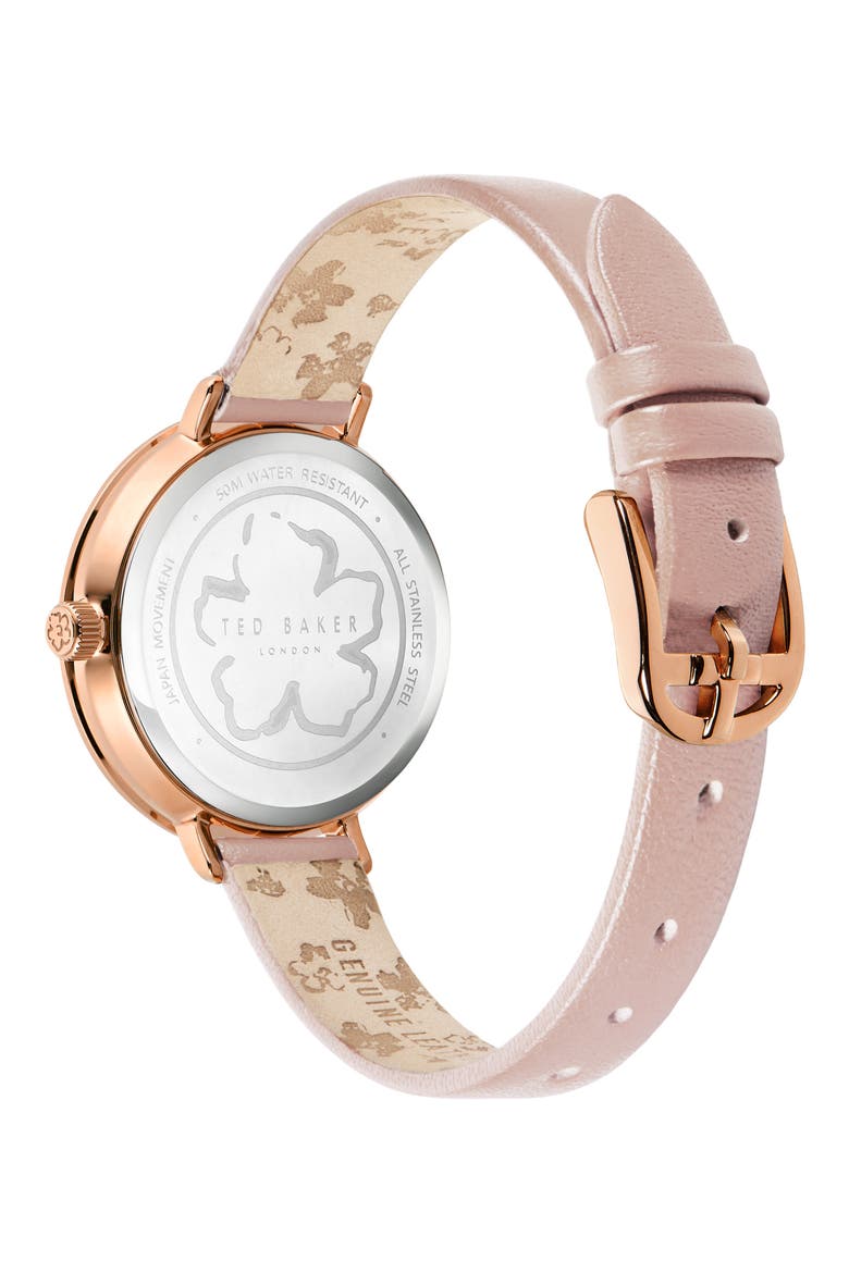 Ammy Magnolia 3H Leather Strap Watch, 34mm, Alternate, color, ROSE GOLD/ SILVER/ PINK