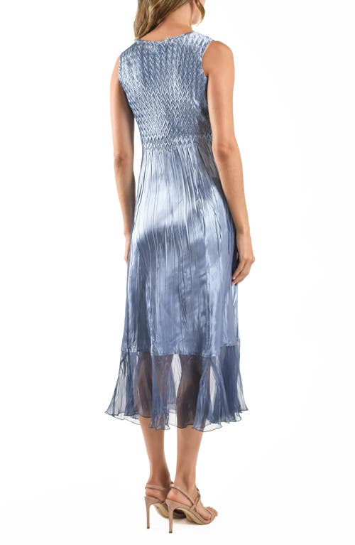 Shop Komarov Charmeuse & Chiffon Cocktail Dress With Duster Jacket In Persian Viol Blue Om