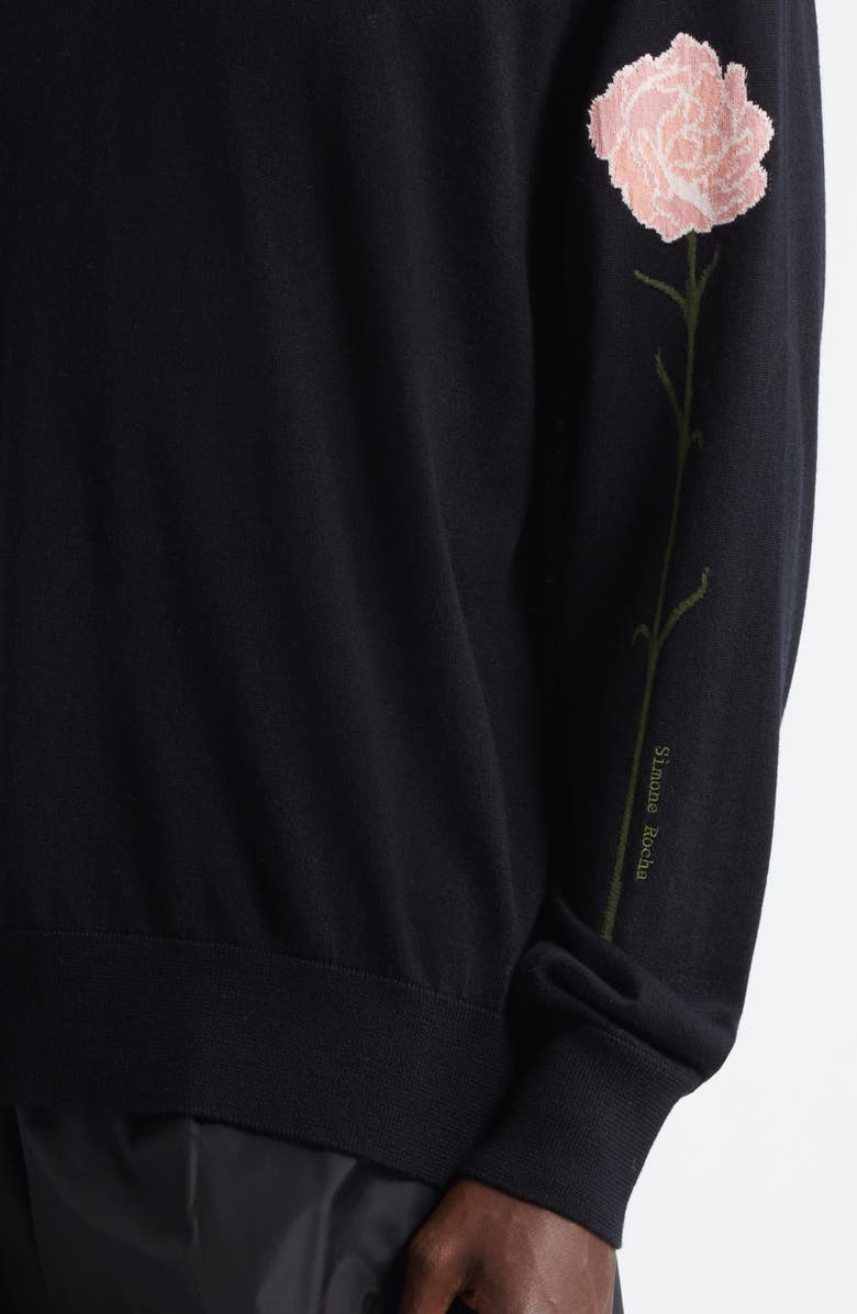 Simone Rocha Carnation Intarsia Merino Wool & Silk Sweater, Alternate, color,