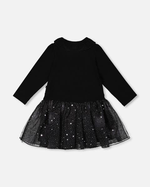 Bi-Material Dress with Glittering Skirt (Little Kid & Big Kid)