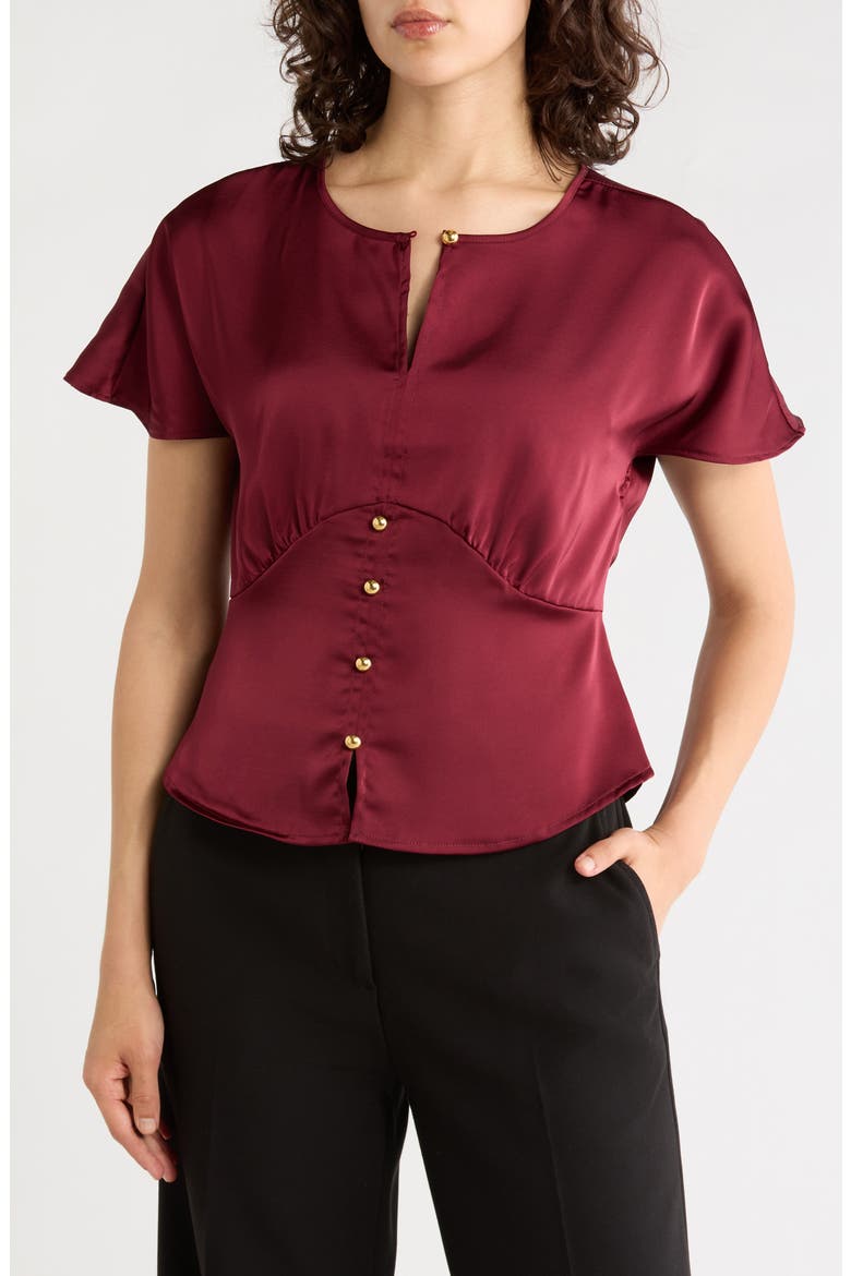 Keyhole Woven Top, Main, color, CRISP MERLOT