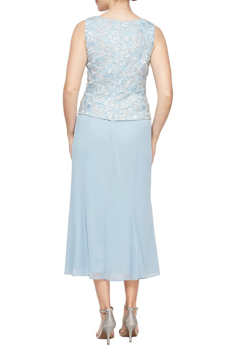 Lace Bodice Midi Dress with Jacket, Alternate, color, LIGHT BLUE
