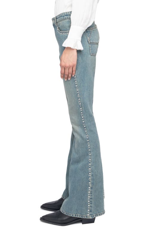 Zadig & Voltaire Eclip Denim High Rise Stud Trim In Light Blue In Blue