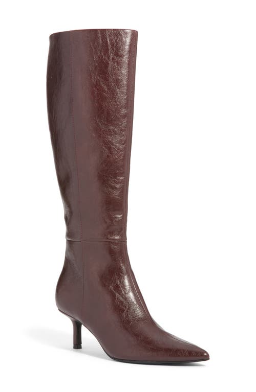 Open Edit Elara Pointed Toe Knee High Boot In Red