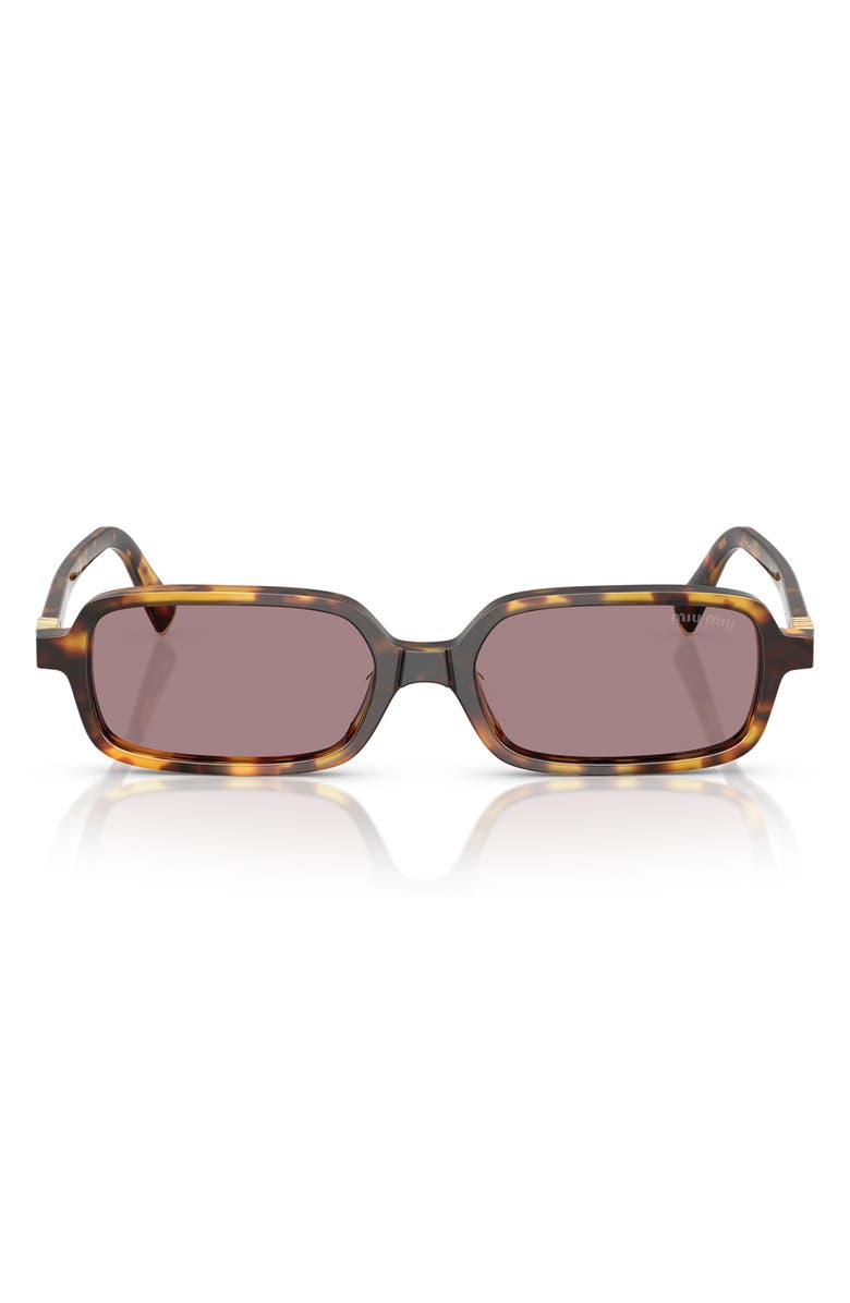 Miu Miu 52mm Rectangular Sunglasses, Main, color, Brown Havana
