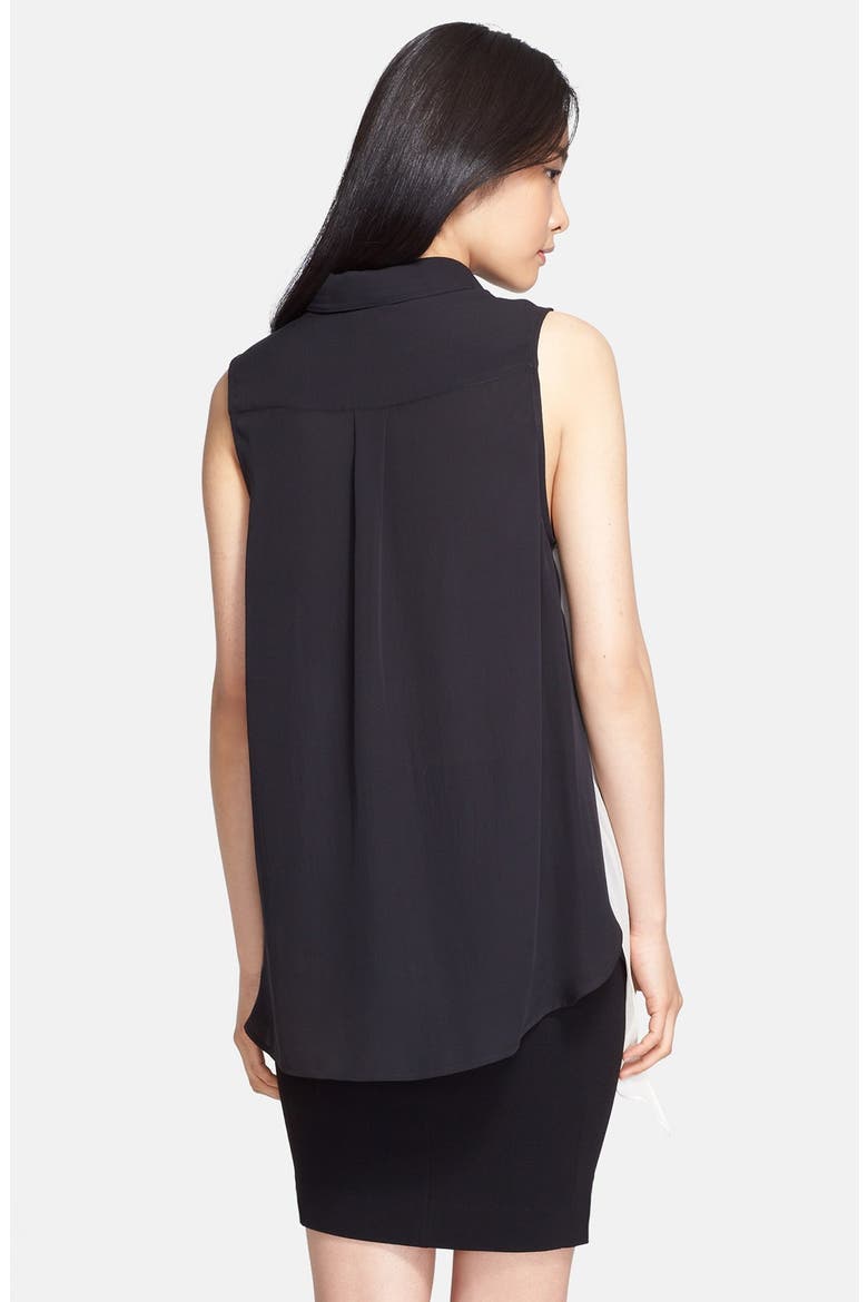 Colorblock Silk Chiffon Blouse, Alternate, color, BLACK/ SWAN