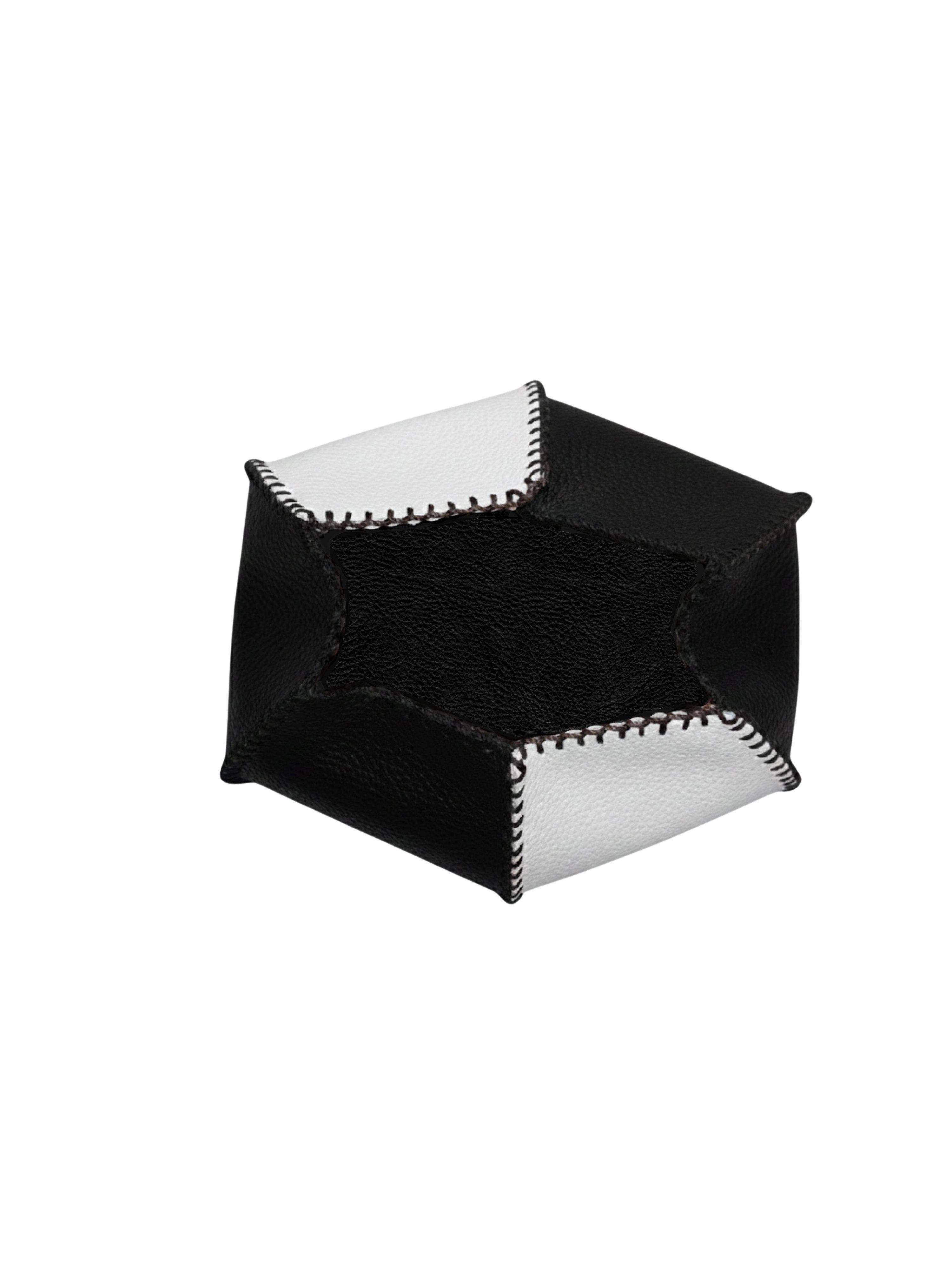 Carlos Falchi Mini Bucket Pouch  Top Grain Leather Bag, Alternate, color, Black And White