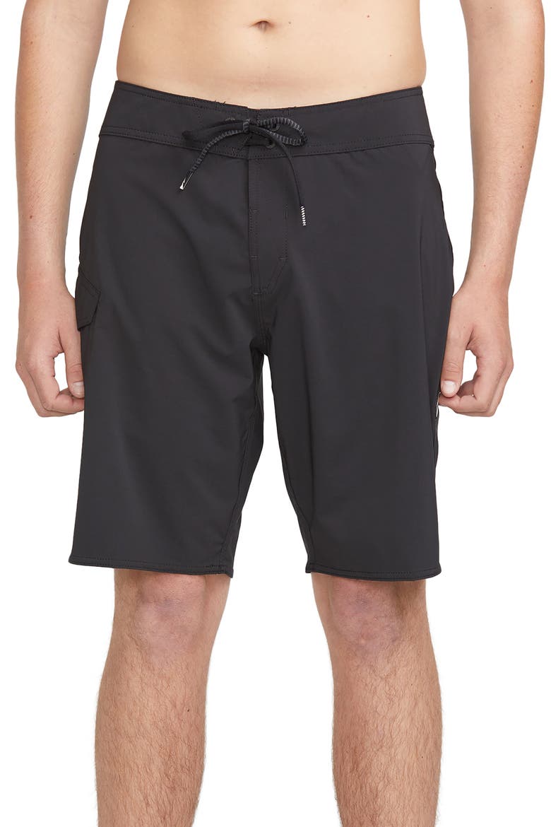 Lido Solid Mod Board Shorts, Main, color, BLACK