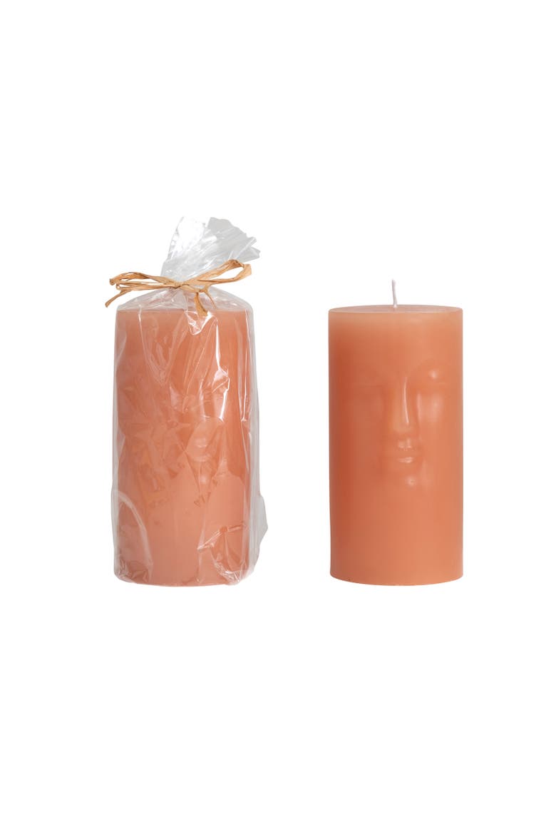 Unscented Face Pillar Candle, Main, color, Pink