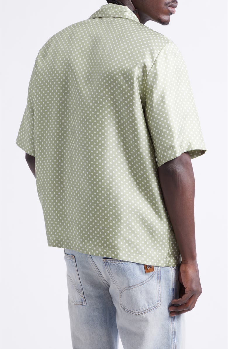 AMIRI MA Polka Dot Silk Camp Shirt, Alternate, color, Green Tea Archived