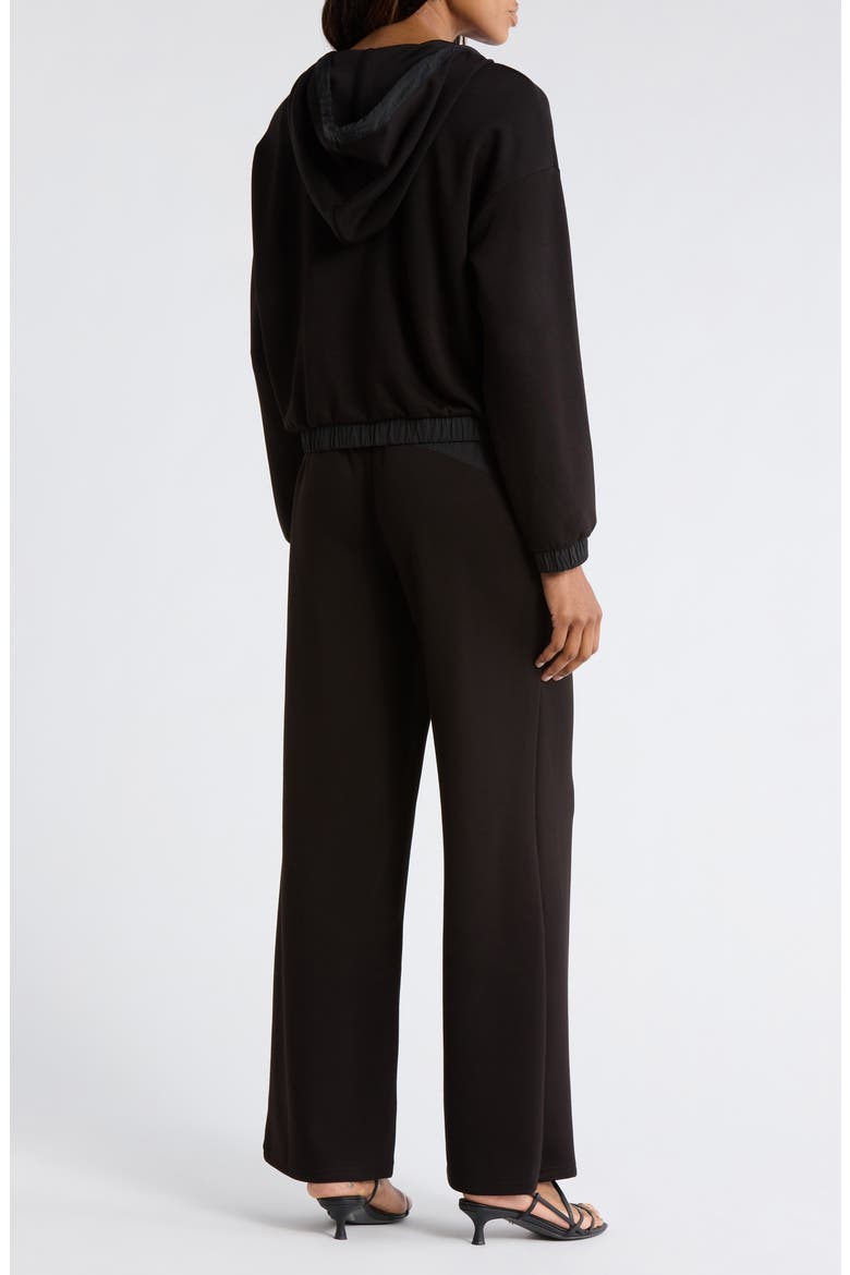 Mixed Media Hoodie & Pants Set, Alternate, color, BLACK