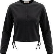 The Norway Club Cotton Side Tie Button Front Cropped Blouse