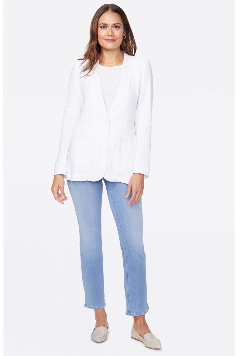 One-Button Linen Blend Blazer, Alternate, color, OPTIC WHITE