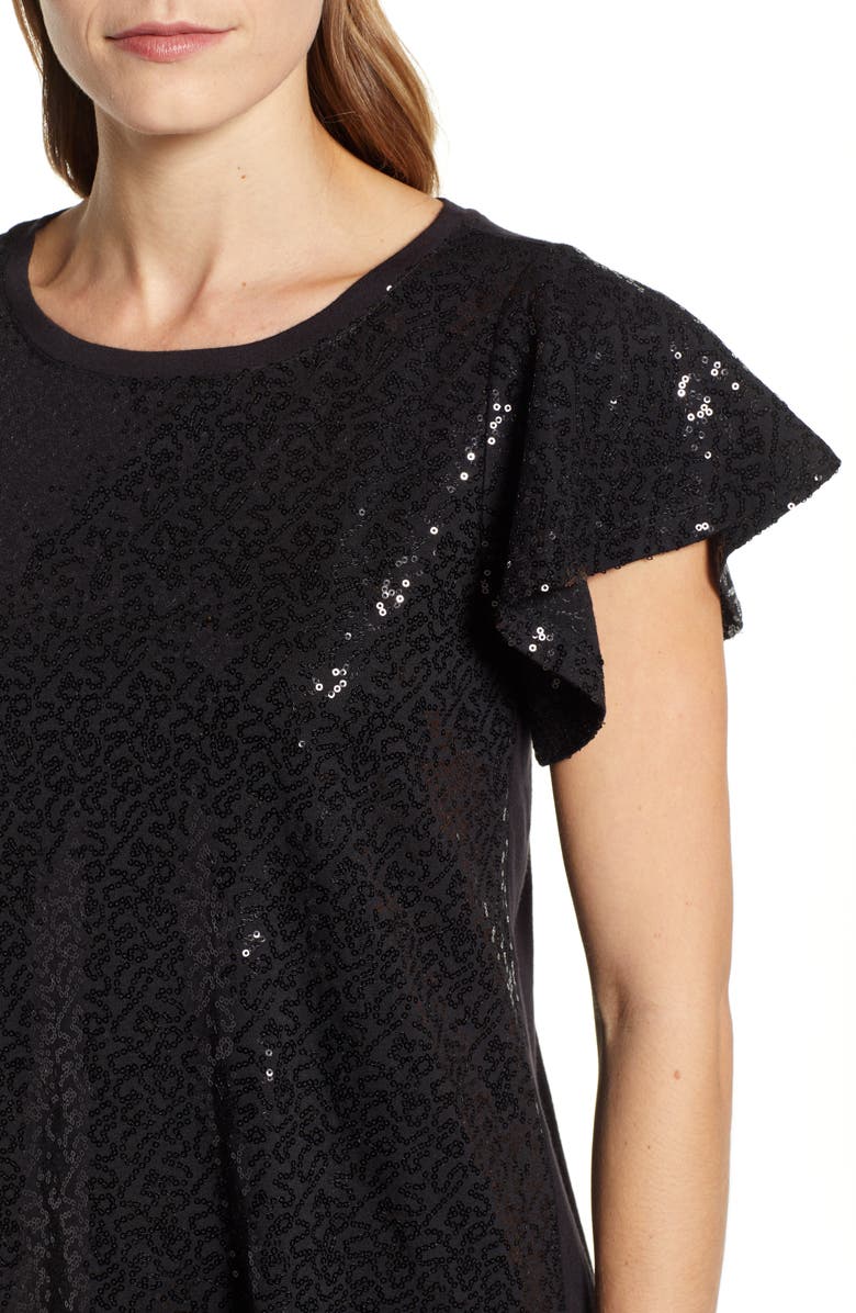 GIBSONLOOK Gibson x Glam Squad Sequin Flutter Sleeve Top, Alternate, color,