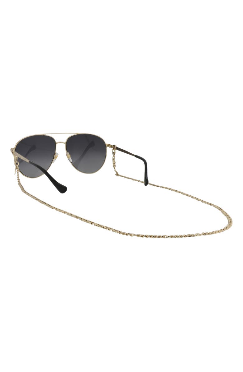 Gucci Novelty 61mm Aviator Sunglasses, Alternate, color, Gold Gold Grey