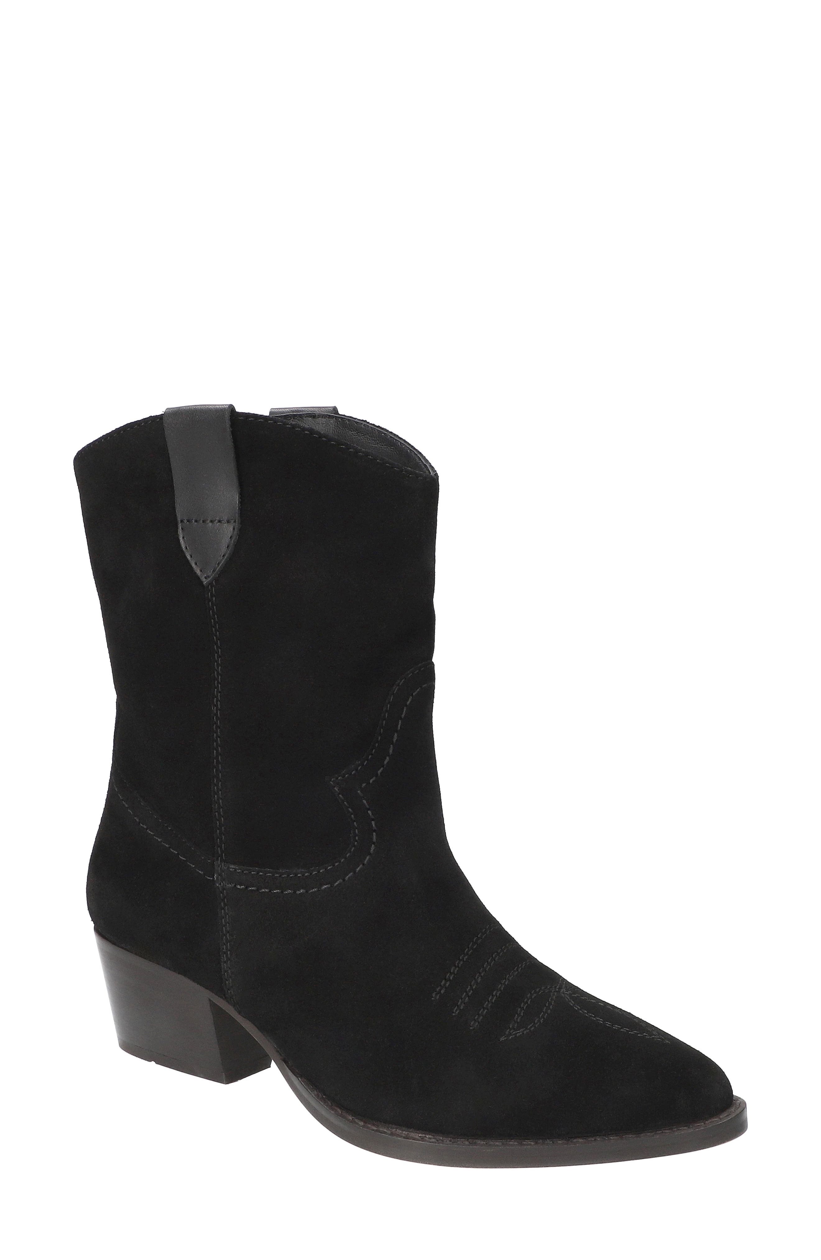 Frontier Western Boot, Main, color, BLACK SUEDE LEATHER