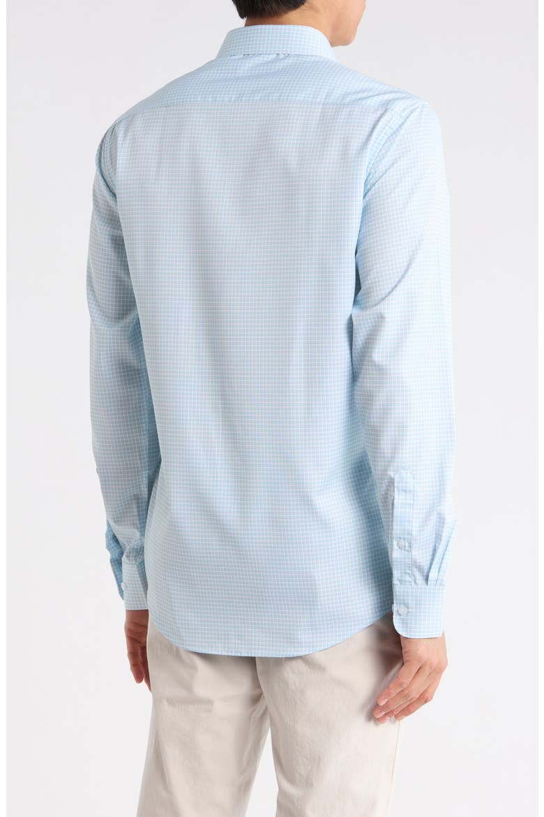 Slim Fit Grid Print Dress Shirt, Alternate, color, TURQUOISE