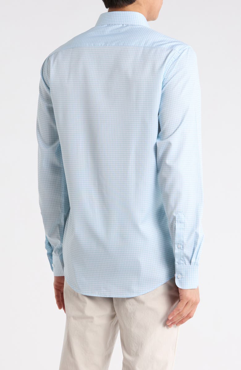 Nautica Slim Fit Grid Print Dress Shirt, Alternate, color, Turquoise