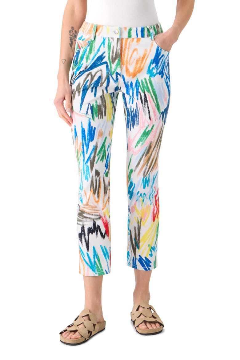 Maru Scribble Print Tapered Leg Ankle Jeans, Main, color, CREAM-MULTI