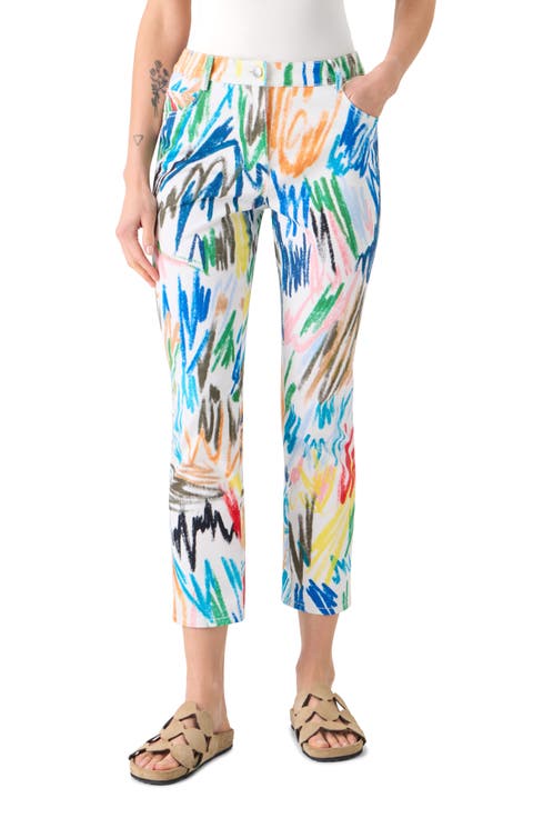 Maru Scribble Print Tapered Leg Ankle Jeans