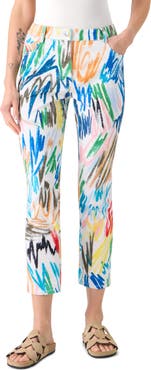 Akris punto Maru Scribble Print Tapered Leg Ankle Jeans