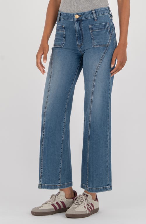 Kut From The Kloth Patch Pocket Mid Rise Ankle Wide Leg Jeans In Blue