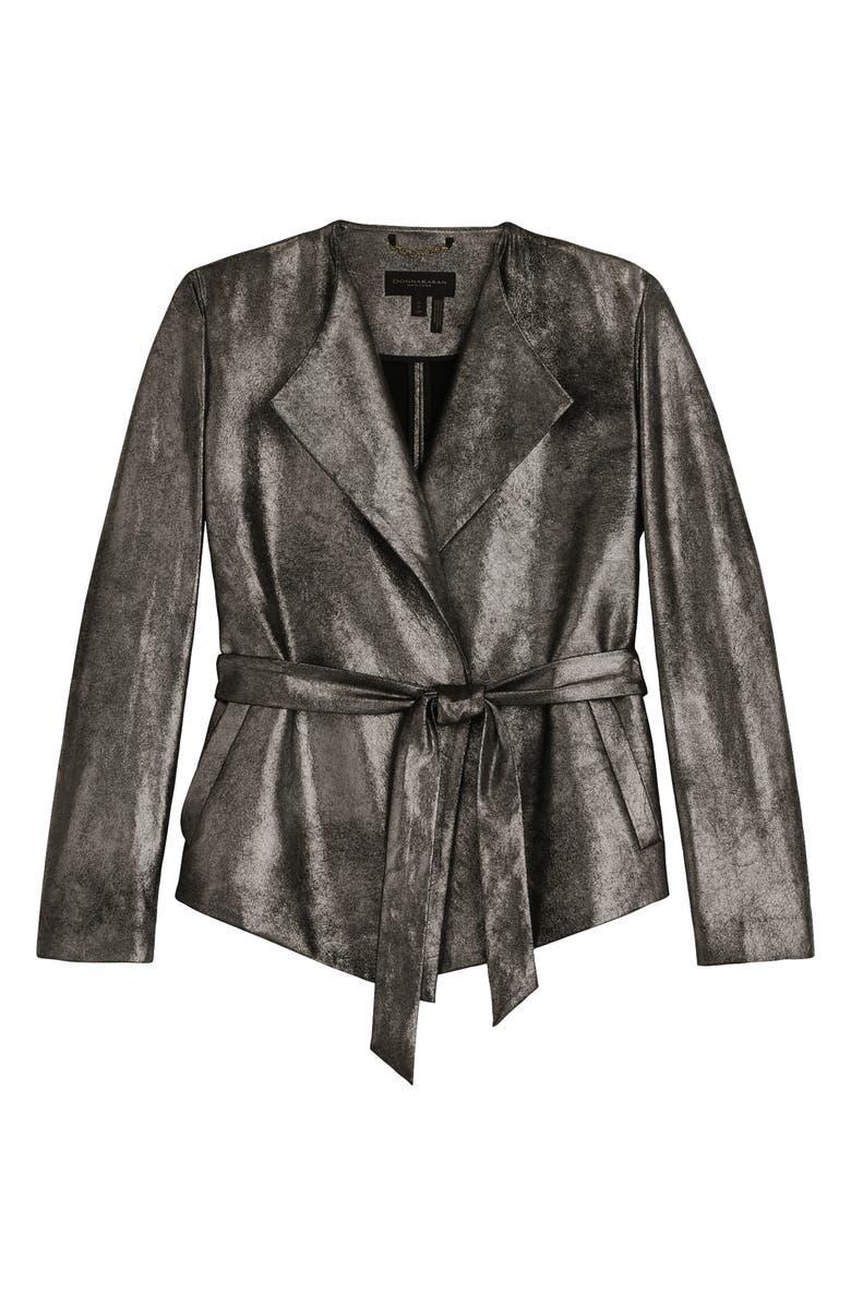 Donna Karan New York Metallic Tie Waist Blazer, Alternate, color, 